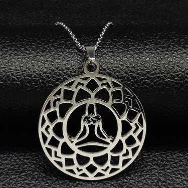 Stainless Steel Lotus Yoga Meditation OM Pendant Necklace-Your Soul Place